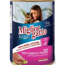 Miglior Gatto Pate Püre Kuzulu ve Karaciğerli Kedi Maması  400 gr Konserve Yaş Mama